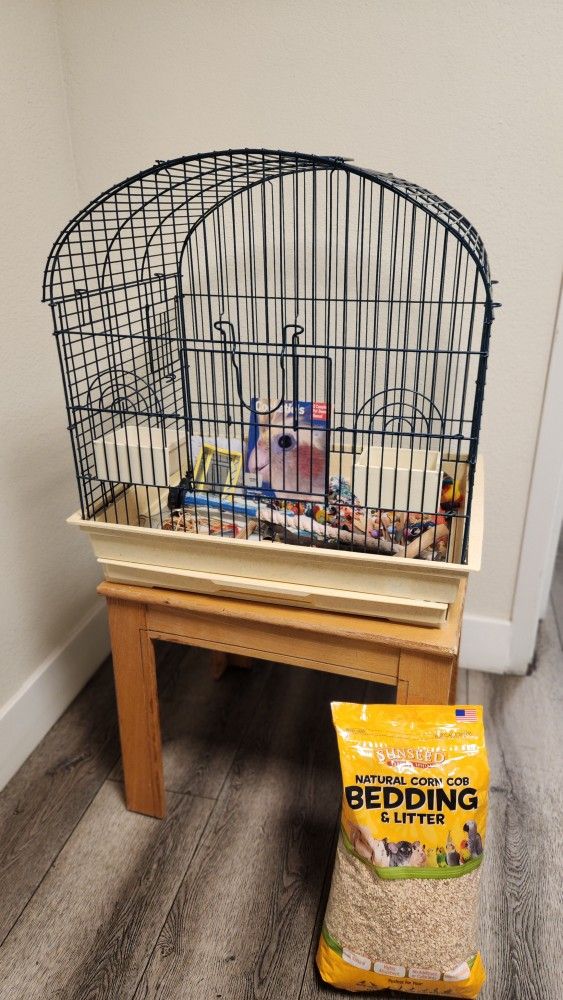 Bird Cage With Table And Accessories