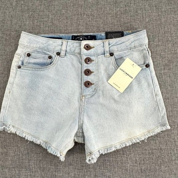 Girls Lucky Brand Shorts Bella Wash Sz 12 Brand New MSRP: $36.50 4 Button Fringe