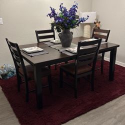 Dining Table Solid Wood With 4 Chairs 🪑 