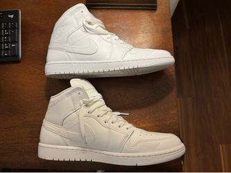 Air Jordan 1 Mid White Sneakers 10 1/2