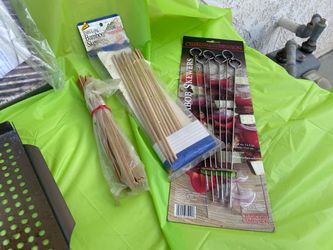 SKEWER STICKS. Chrome barbecue skewers.