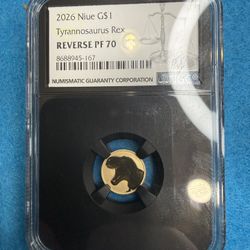 Gold 1 Gram trex Reverse proof ms70