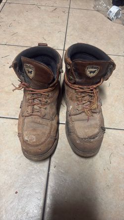 Irish Setter Men's Brown Leather Lace-Up Work Boots Round Toe Padded US 6.5 D