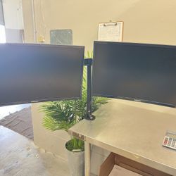 Samsung Curved 24” Monitors With Desk Arm