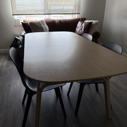 VOXLÖV Dining Table – Light Bamboo – IKEA & 4xODGER Chair, anthracite