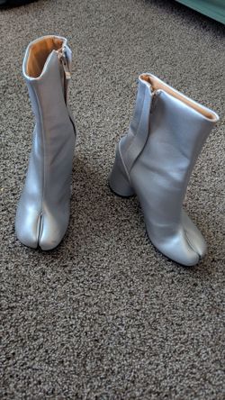 Silver Tabi Split-Toe Ankle Boots