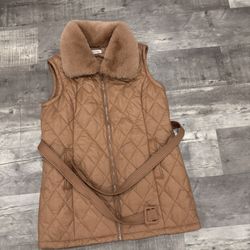 Brown sleeveless Calvin Klein puffer vest