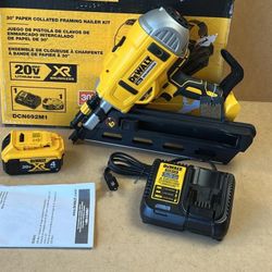 DEWALT 20V MAX XR Lithium-Ion Cordless Brushless 2-Speed 30° Paper Collated Framing Nailer with 4.0Ah Battery and Charger