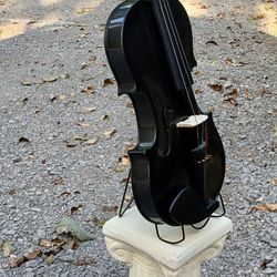 Brand New Maple Wood Violin With An Beautiful Deep Black Finish, Stand And Pedestal Included 