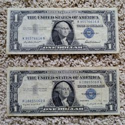 Vintage 1957 blue seal note $1 silver certificate paper bill American currency old money