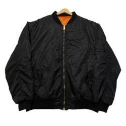 VTG Y2K 90's MA-1 Black Nylon Reversible Full Zip Military Bomber Jacket XL