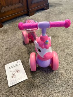 KKDI new unicorn baby balance bike W light up wheels