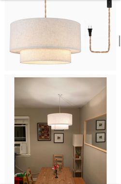 2-tier beige drum pendant