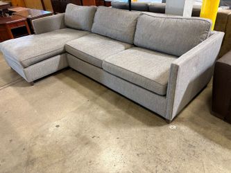 CRATE & BARREL Grey Woven L-Shaped Sectional