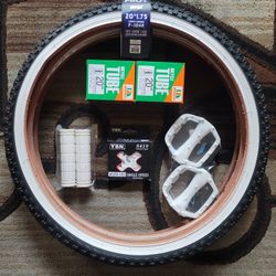 NEW Bicycle Bmx Parts Bundle 20" White Classic