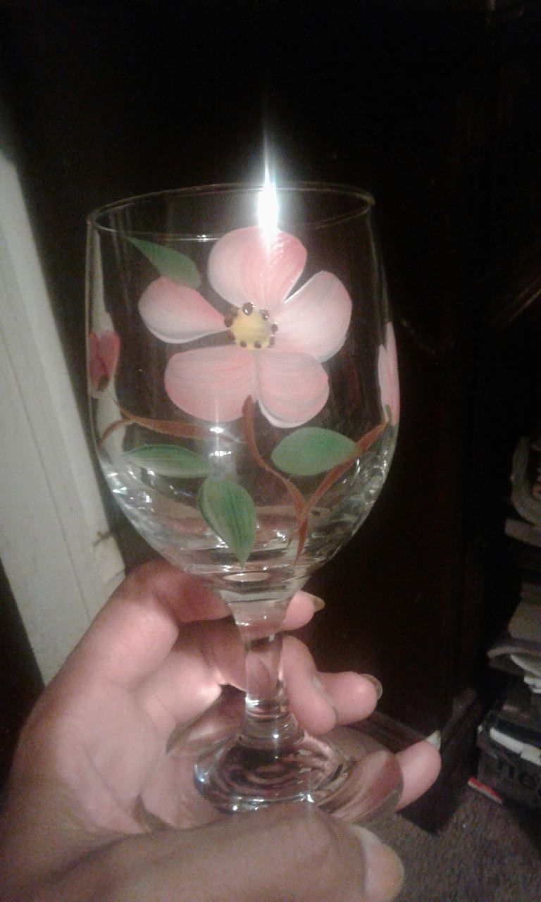 6 pink hand painted Goblets!!!!