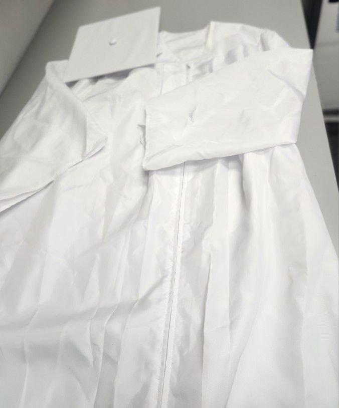 Adult White Graduation Cap And  Gown 