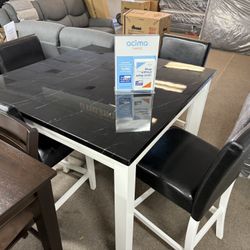 DINNER TABLE MARBLE TOP & CHAIRS $499