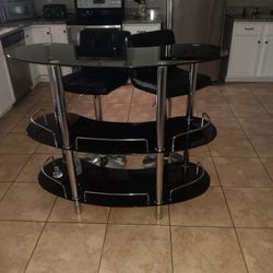 All Glass 3 Tier Bar W/ Stools 