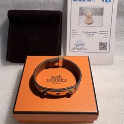 Hermès Médor Heart Stud Bracelet Gold Hardware Collier de Chien COA Box Dusty