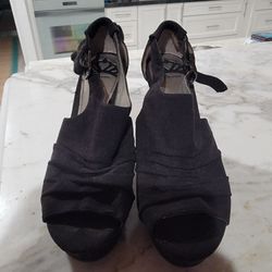 Black Suede Wedge Shoes Size 7