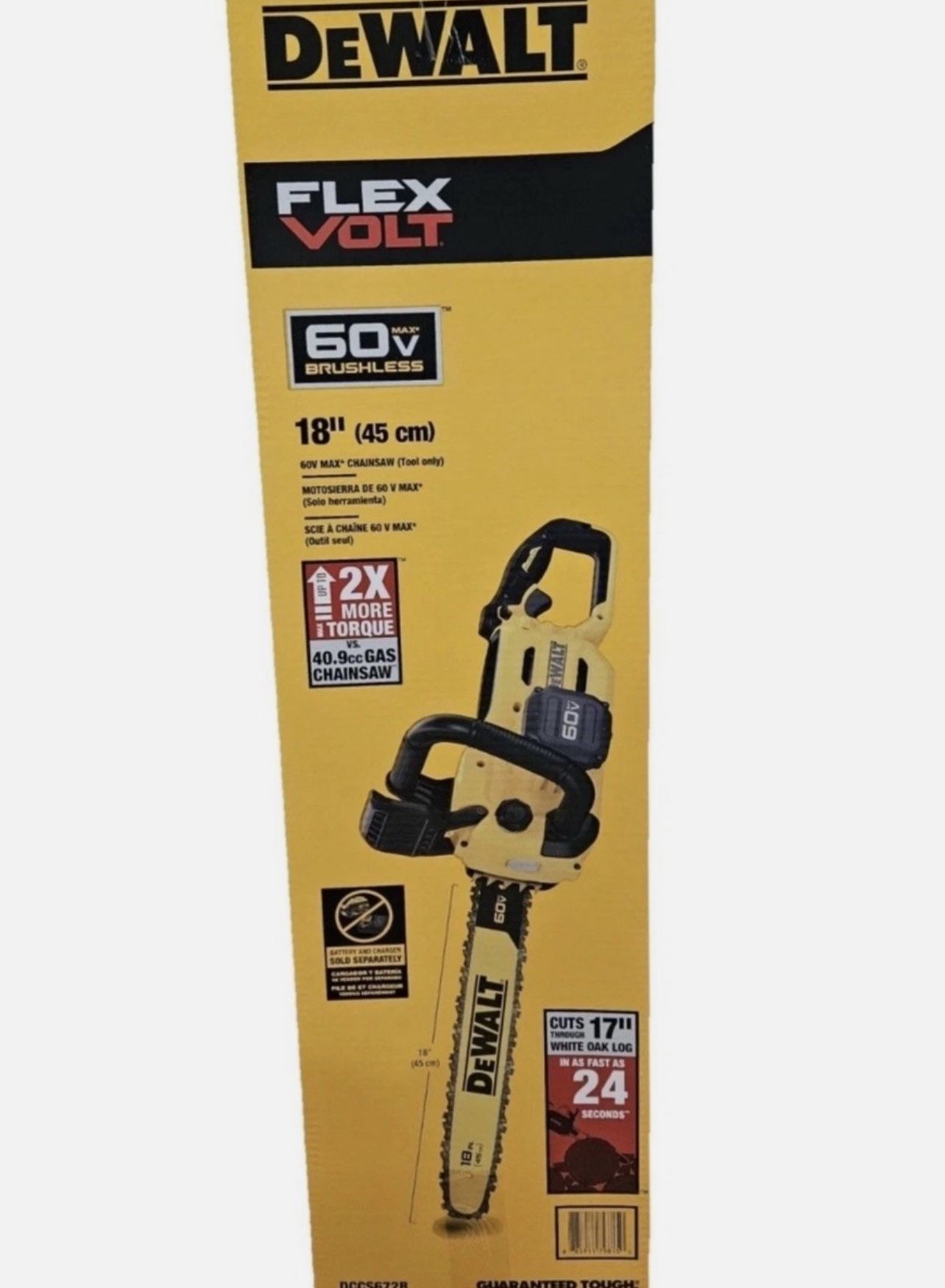 Dewalt FLEXVOLT 60V MAX 18in. Brushless Cordless Battery Powered Chainsaw