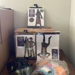 Halloween Costumes Size 12-14 Brand New Hooded Horror, Firefighter, Bruiser The Clown