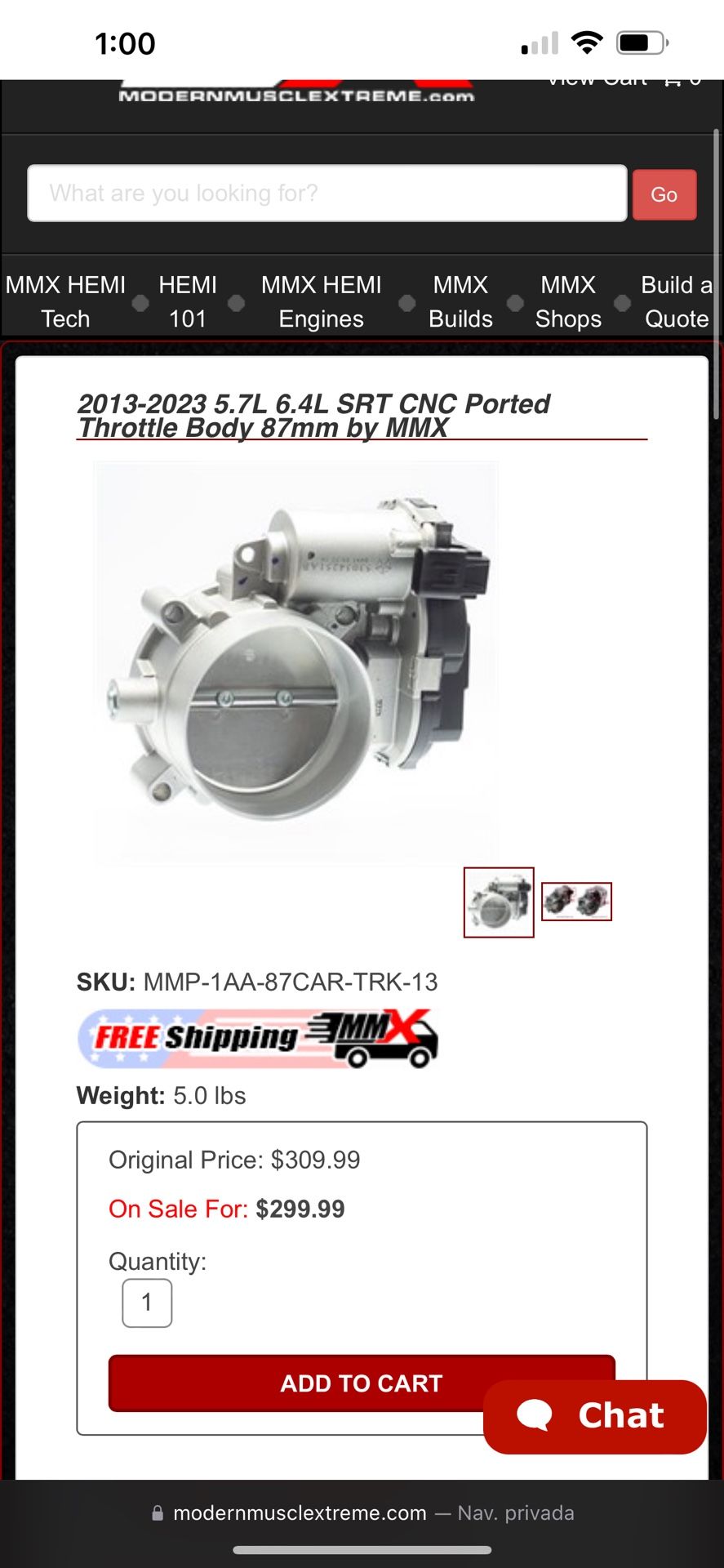 87 mm throttle body from MMX