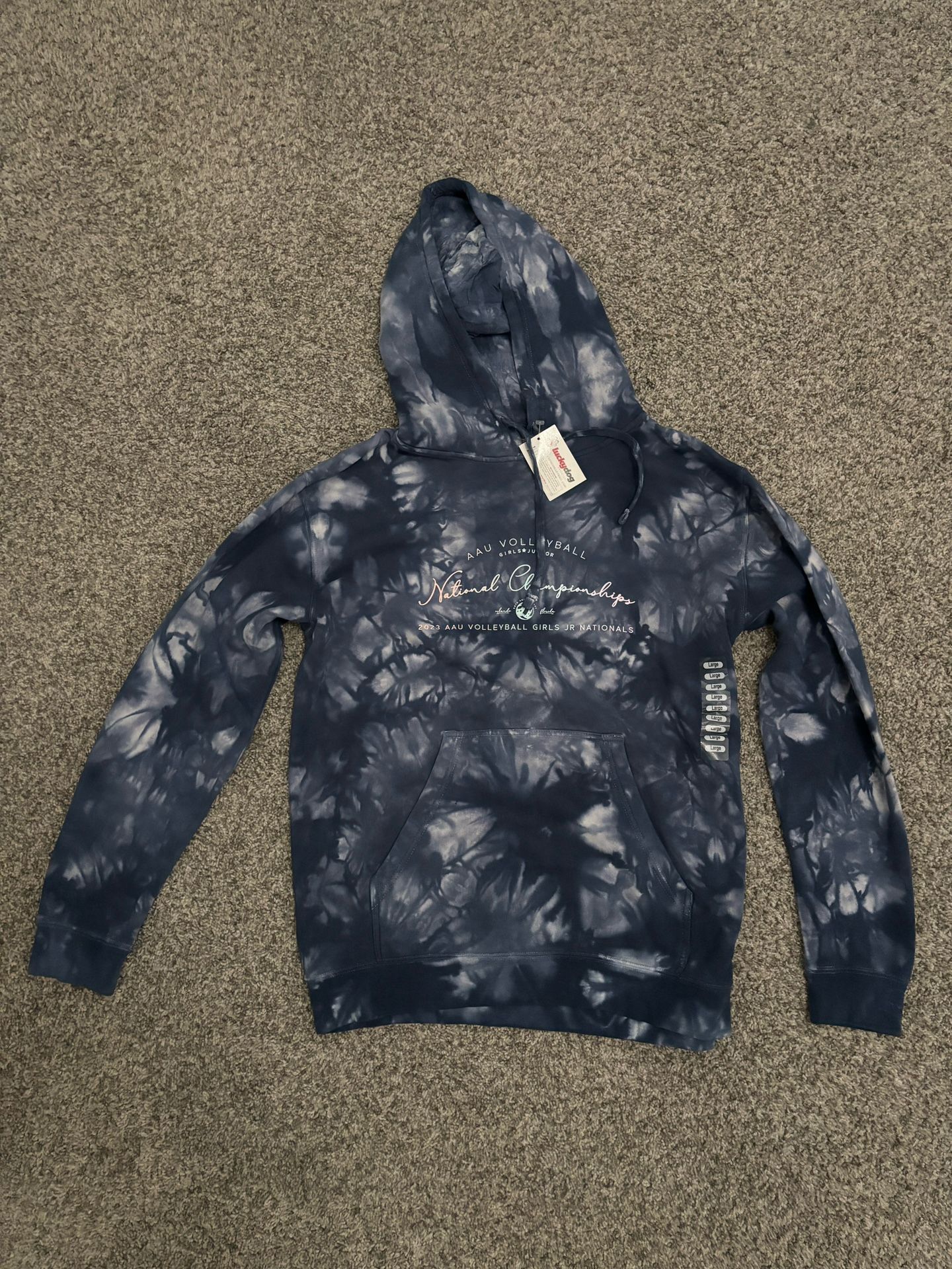 Girls Volleyball AAU Nationals Blue Tye Die Hooded Sweatshirt