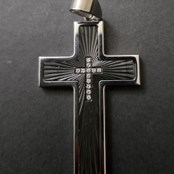✝️ Stainless Steel Cross Pendant w/ Moissanite Center
