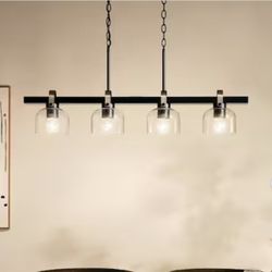 Kichler Kaelix 4-Light Linear Chandelier with Clear Glass in Black