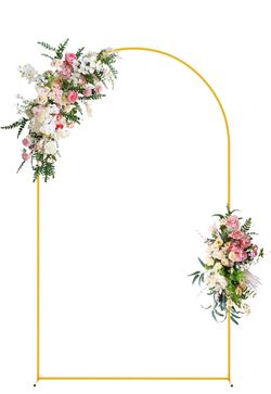 8FT Arch Backdrop Stand Gold Metal Wedding Arch Backdrop Stand Metal Backdrop Arch Stand Balloon Arch for Wedding Ceremony Birthday Party Bridal Baby