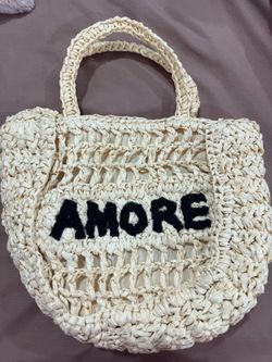 Small straw beach bag