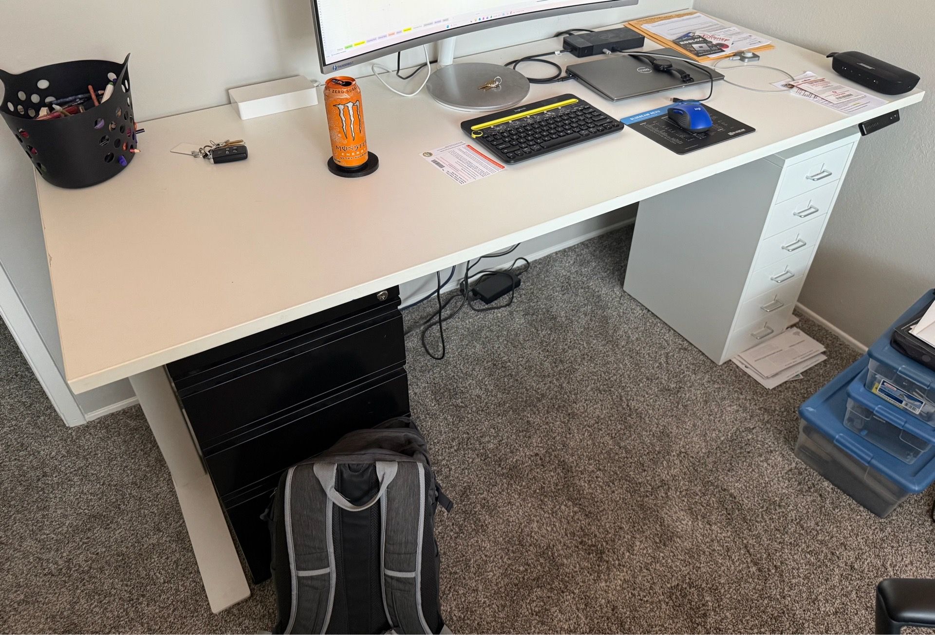 **MOVING SALE** SPFE White Sit Stand Office Desk 30Dx72W