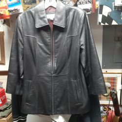 Womans Liz Claiborne Blk Leather Jacket
