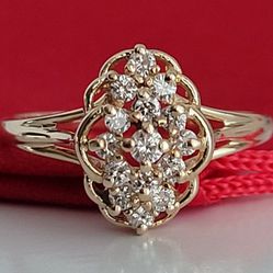 ❤️14k Size 7.25 Precious Solid Yellow Gold Genuine Diamonds Cluster Ring!/ Anillo de Oro con Diamantes Genuinos!👌🎁Post Tags: Anillo de Oro