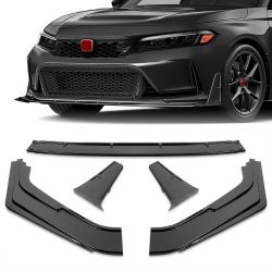 For 2023 2024 2025 2026 Honda Civic Type-R FL5 Painted Black Front Bumper Lip Spoiler -(2-PU-205-PBK