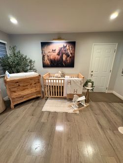 Changing table and crib