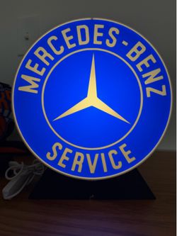 Lámpara de Mesa Mercedes-Benz Service | Letrero Luminoso LED Decorativo | Estilo Vintage Garage y Cueva de Hombre | Regalo para Entusiastas del Automo