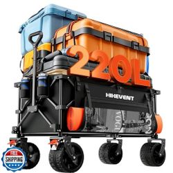 Hikevent 38" L Collapsible Wagon Cart Foldable, 460LB Weight Capacity 220L He