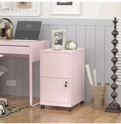 2 Drawer File Cabinet with Lock,Green Rolling File Cabinet for Home Office,Printer Stand, Metal Small Mobile Filing Cabinets on Wheels for Hanging Let