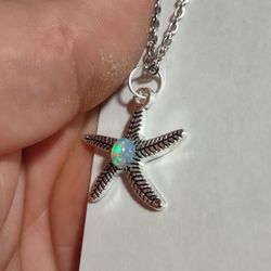 vibrant opal starfish necklace 