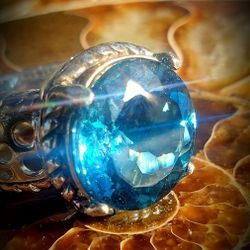 Incredibly Beautiful, London Blue Topaz Ring! Set In Platinum Plated 925 Sterling Silver! Size 7