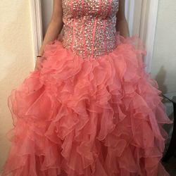 Coral Pink Prom Dress