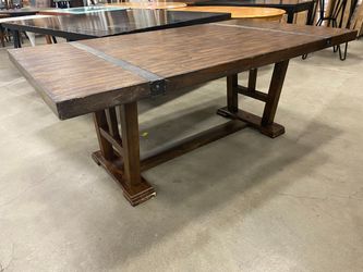 ASHLEY Espresso Finish Industrial Style Dining Table with Metal Accents