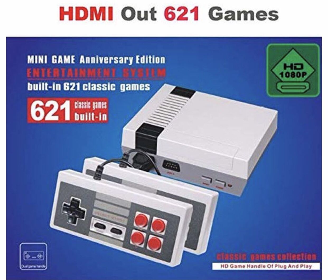 Mini TV Game Console 8 Bit Retro Video Game Console Built-In 621 Games Handheld Gaming Player