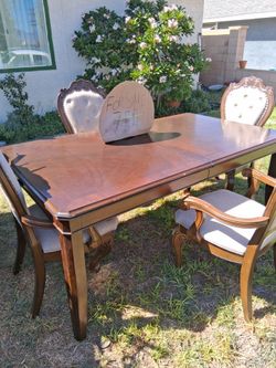 Wood Dining Table with 4 Chairs