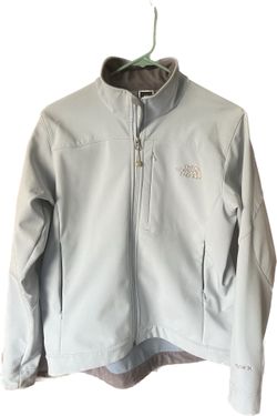 The North Face Apex Light Blue Ladies Jacket Coat Gray fleece-lined Sz medium 