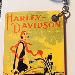 Vintage Harley Davidson Photo Keychain 