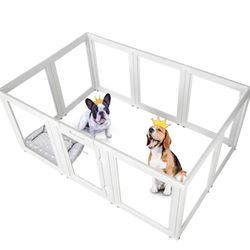 LIKE NEW Everfront clear acrylic plastic dog playpen - White